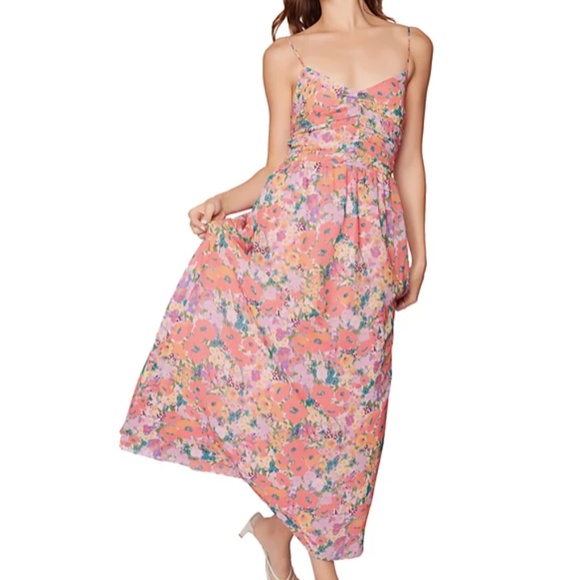 Lost + Wander Floral Bliss Spaghetti Strap Maxi dress orange green multi - S - Picture 1 of 11